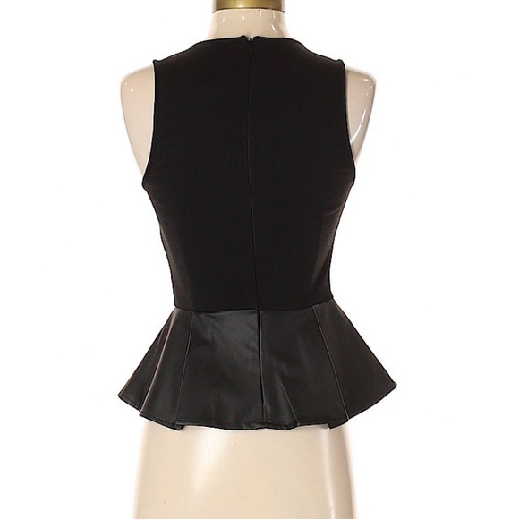 EUC faux leather & lace eyelet peplum top Size L - Picture 2 of 6